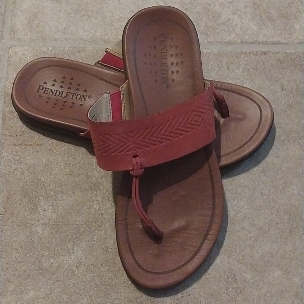 Pendleton Madeira Beach Thong Sandals - Orange/Red Size 7